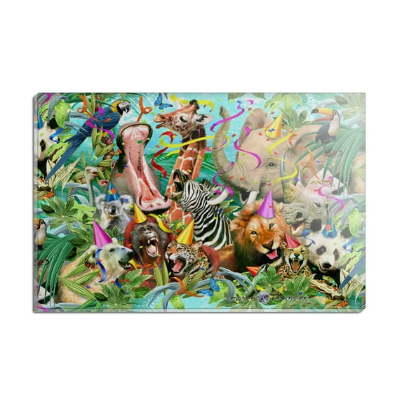 Party Animals Birthday Lion Zebra Elephant Giraffe Pattern Rectangle Acrylic Fridge Refrigerator Magnet