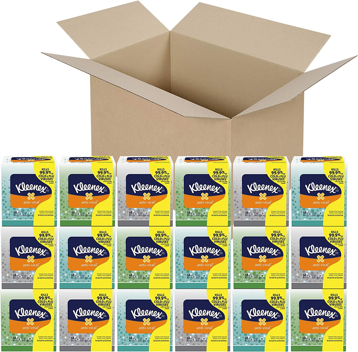 Party Anti-Viral Facial Tissues, Cube Box, 68 Tissues per Cube Box ...