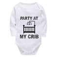 thumbnail image 1 of Party At My Crib Baby Coming Home Outfit Long Sleeve Neutral Baby Onesie White Baby Boy Going Home Outfit Summer, 1 of 2