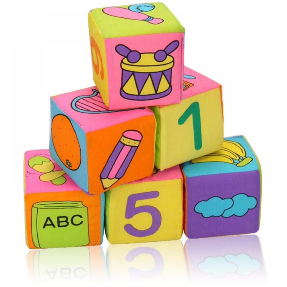 Party Baby Blocks - Soft Fabric Building Blocks Educational Alphabet Blocks Set with 6 Textured Toy Blocks for Toddlers - Grab & Stack Blocks, Multicolored - image 1 of 6