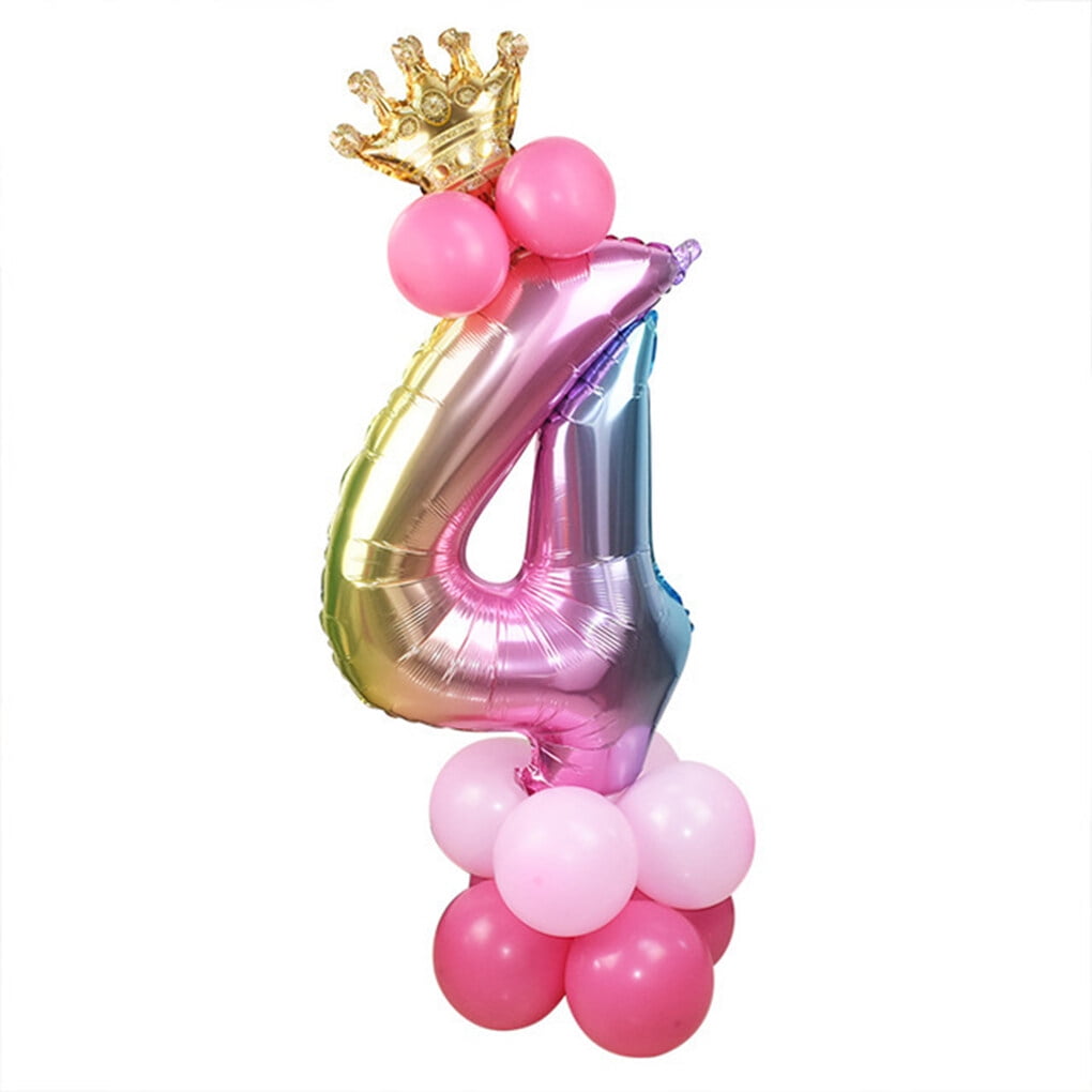 Party Balloon 32-inch Aluminum Foil Number Shape Balloon Birthday Party Decoration, Number 4, Rose Gold