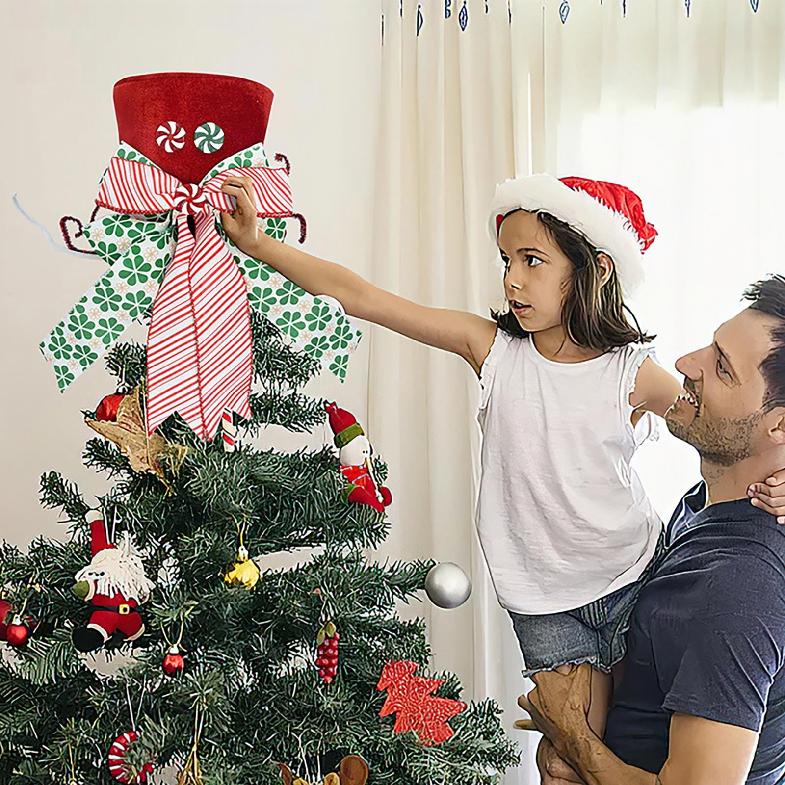 Party Balloon Clearance! Gelren Christmas Tree Topper Hat 2024 Red