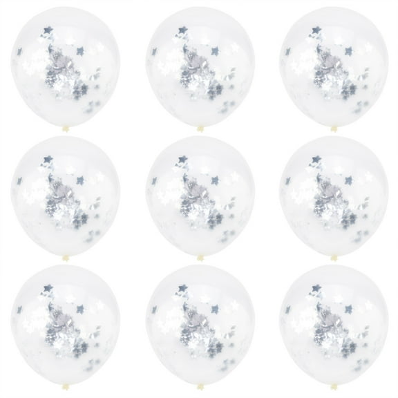 Party Balloons, Clear Silver Glitter 12" Balloons, Thick Durable Latex Confetti Balloons for Birthday Party Decor