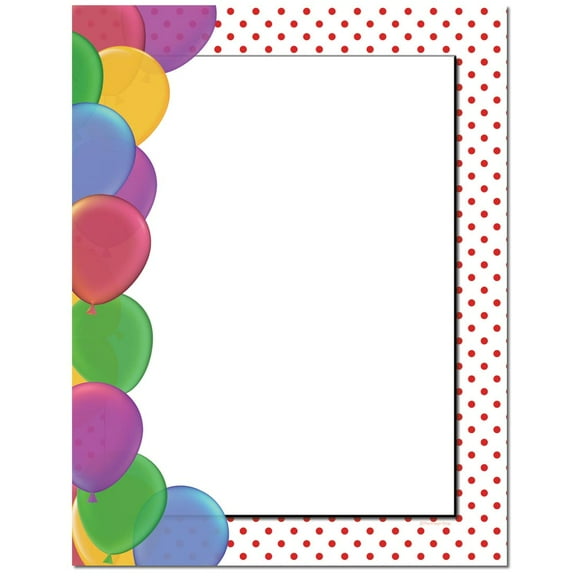 Party Balloons Letterhead Laser & Inkjet Printer Paper, 25 Sheets per Pack