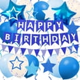 thumbnail image 1 of TickJOY Blue Happy Birthday Banner for Boys - Happy Birthday Decorations Set with Star Foil Balloons, Latex Balloons & Pennant Banner, Party Decorations for Boys Birthday, Teen Blue Parties, 1 of 6