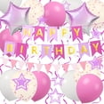 thumbnail image 1 of TickJOY Pink Happy Birthday Banner for Girls - Happy Birthday Decorations Set with Star Foil Balloons, Latex Balloons & Pennant Banner, Party Decorations for Girls Birthday, Teen Pink Parties, 1 of 6