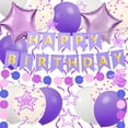 thumbnail image 1 of TickJOY Purple Happy Birthday Banner for Girls - Happy Birthday Decorations Set with Star Foil Balloons, Latex Balloons & Pennant Banner, Party Decorations for Girls Birthday, Teen Purple Parties, 1 of 6