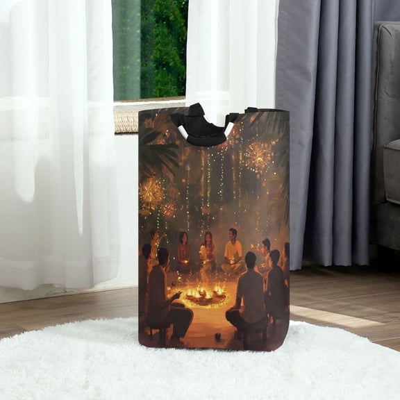 Party Banquet Design Foldable Laundry Hamper 12.6x11x22.7in with Handles for Bathroom Bedroom Storage