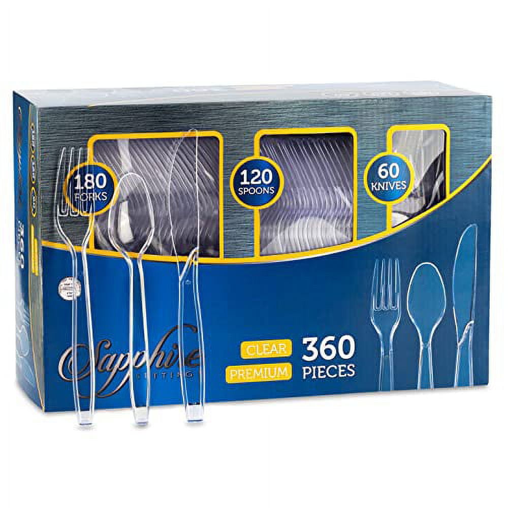 Party Bargains Disposable Cutlery .. set, SAPPHIRE Design, Clear