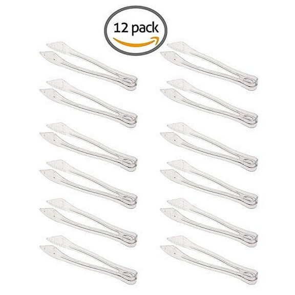 Party Bargains Plastic Serving Tongs, Color: Clear, Size: 8.5Inch, Count: Pack of 12