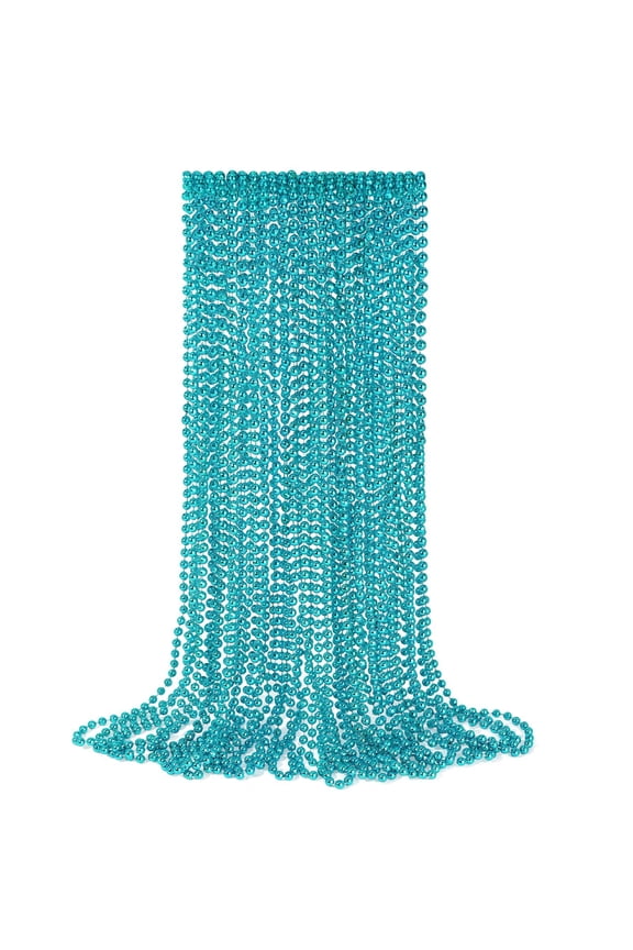 Party Bead Necklace For Festival, Bead Party Favors Colored Beads Throw Bead Accessories, 10Pcs, Turquoise Blue Party Bead Necklaces