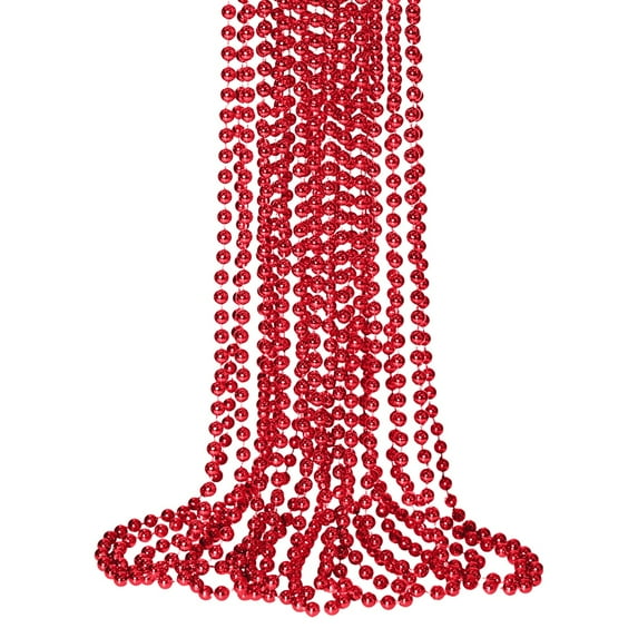 Party Bead Necklace For Festival & Party Favors, Colored Beads Throw Bead Accessories, 10Pcs Red Bead Necklaces