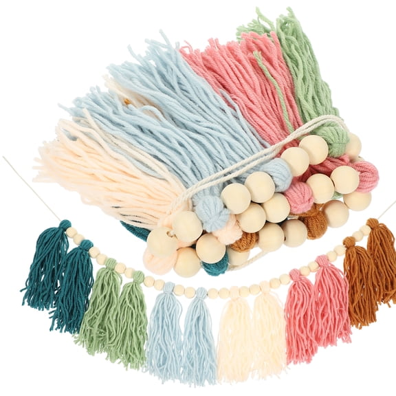 WHAMVOX Tassel Rope Wall Decor Assorted Color Cotton Thread and Wood Indoor Home Hanging Decoration 7.5 Inches