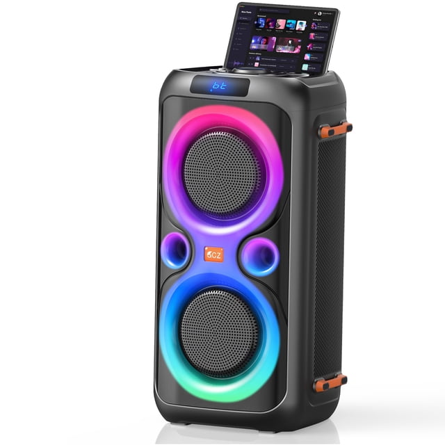 Party Bluetooth Speakers with Bass, 160W Big Speakers with Lights Microphone Input and Long Lasting Battery