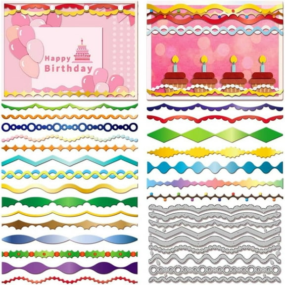 Party Border Metal Die Cuts Edge Frame Metal Cutting Die Base Border Cutting Dies for DIY Scrapbooking Photo Album Decorative Embossing Paper Card