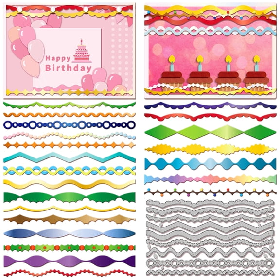 Party Border Metal Die Cuts Edge Frame Metal Cutting Die Base Border Cutting Dies for DIY Scrapbooking Photo Album Decorative