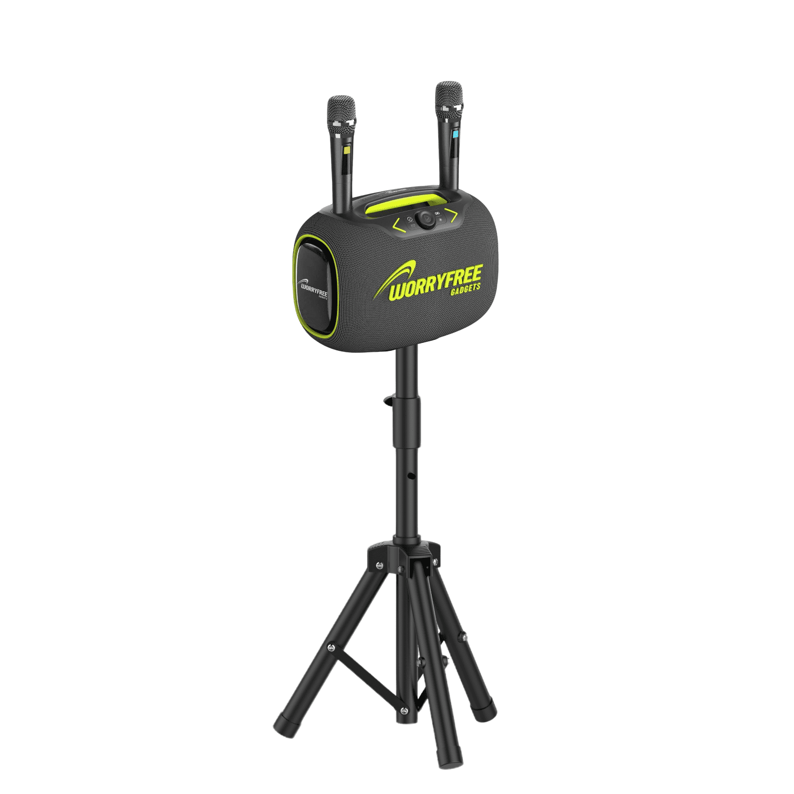 Party Box-Wireless 120W Portable Waterproof  Bluetooth Karaoke Speaker with a Tripod & Two Microphones, Gray