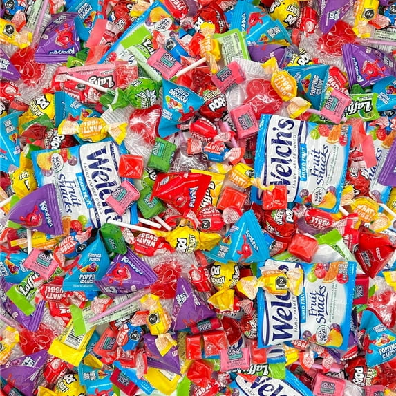 Party Candy Assortment - Heart Shaped Lollipops, Welch's, Whatta Bubble, Milk Caramels, Fruit Chews (3 Pound Bag - Approx. 190 Count)