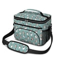 thumbnail image 1 of Party Cat and Yarn Teal Pattern Insulated Lunch Box for Women Men, Medium Leakproof Cooler Bag with Adjustable Strap, 10"x6.7"x8", 1 of 6