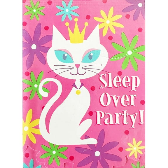 Party Cats Sleep Over Invitations w/ Envelopes (8ct)