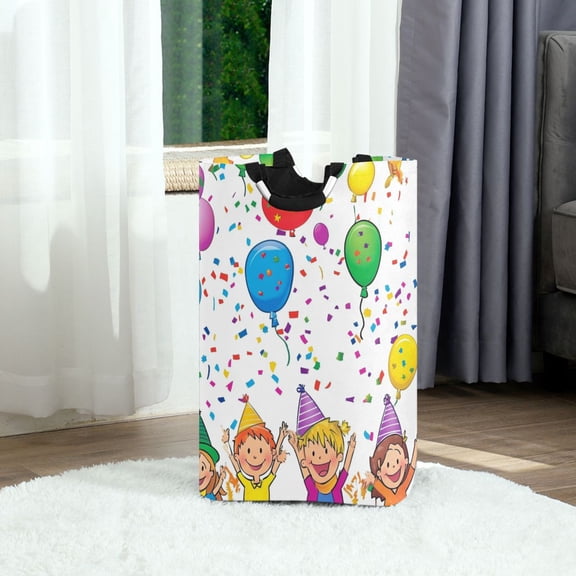 Children Celebrate The Party Foldable Laundry Hamper 12.6x11x22.7in with Handles for Bathroom Bedroom Storage