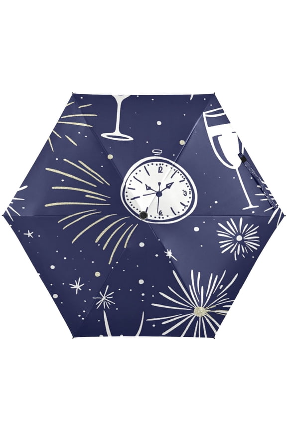 Party Celebration Pattern Umbrellas for Sun Auto Open Close UV50+ Waterproof 5-Fold Compact Fiberglass Frame