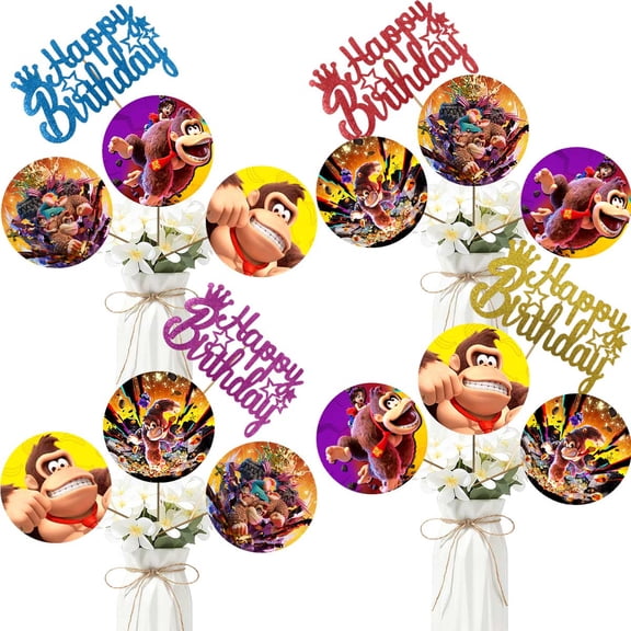 Party Centerpieces Donkey Party Kong Bananza Decoration Table Toppers Photo Props Booth Center Piece Decor Birthday Party Supplies