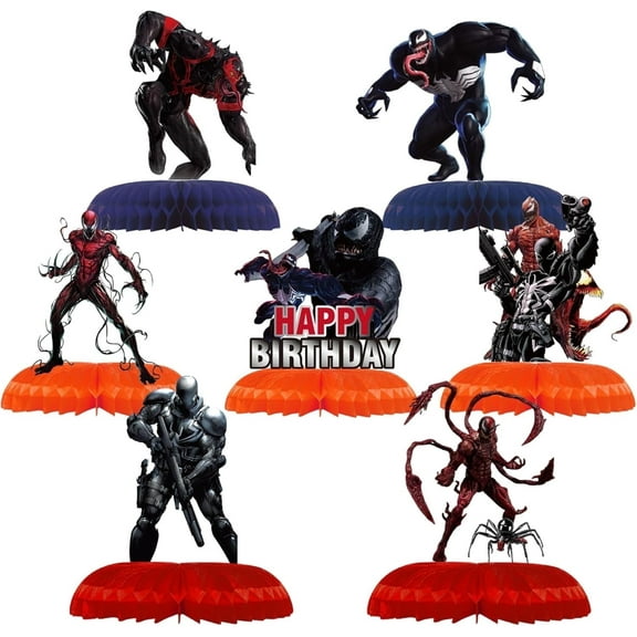 Venom Party Centerpieces Venom Theme Party Supplies, Happy Birthday Party Decorations Double Sided Table Toppers Honeycomb Centerpieces