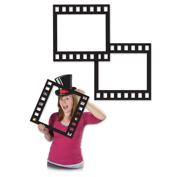 Party Central Awards Party Cut Out Filmstrip Photo Fun Frames - 12" - Black - Club Pack of 12