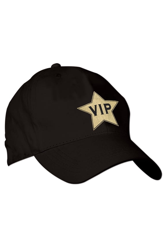 Club Pack of 12 Awards Night Black Adjustable VIP Gold Star Party Caps