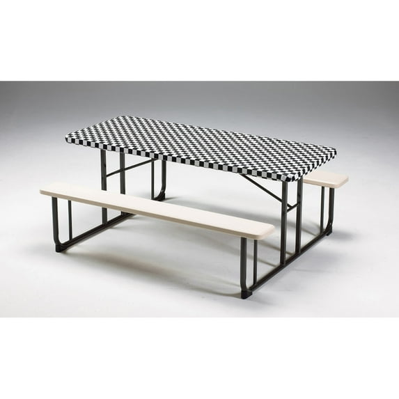 Club Pack of 12 Black Checkered Stay Put Disposable Plastic Picnic Party Table Covers 96"