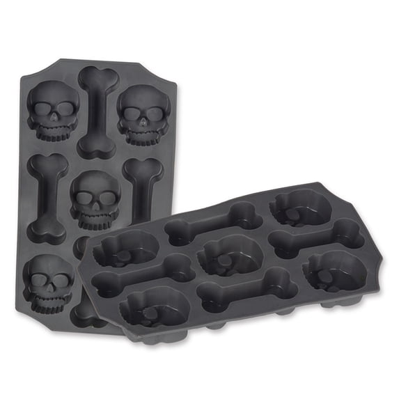 Party Central Club Pack of 12 Black Skull and Bones Halloween Ice Molds
