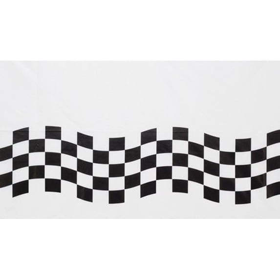 Party Central Checkered Disposable Banquet Party Table Cloth Covers - 102" - Black and White - Club