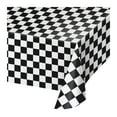 thumbnail image 1 of Club Pack of 12 Black and White Checkered Disposable Plastic Banquet Party Table Covers 108", 1 of 3