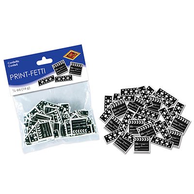 Club Pack of 12 Black and White Clapboard with Filmstrip Party Confetti .5Oz.
