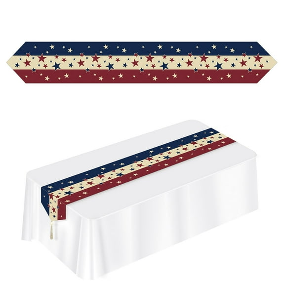 Party Central Club Pack of 12 Blue Stars and Stripes Patriotic Disposable Americana Table Runner 72"