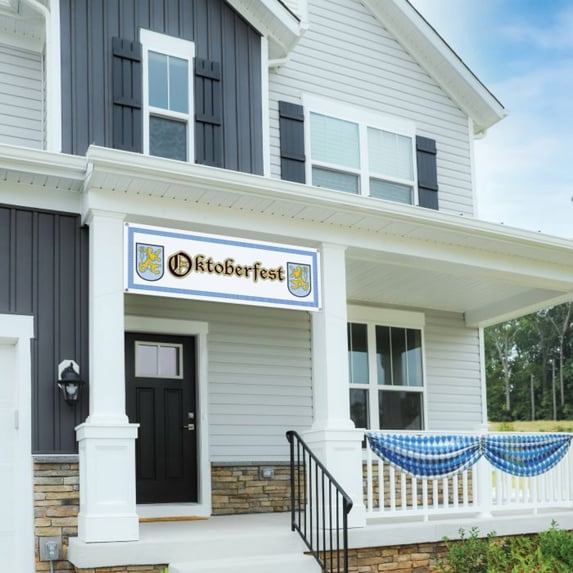 Party Central Club Pack of 12 Blue and Black Oktoberfest Party Sign Banners 5'