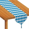 thumbnail image 1 of Club Pack of 12 Blue and White Diamond Oktoberfest Disposable Table Runners 6', 1 of 2