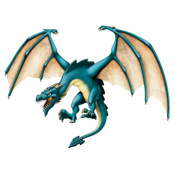 Club Pack of 12 Blue and Yellow Jointed Dragon Cutouts 4'