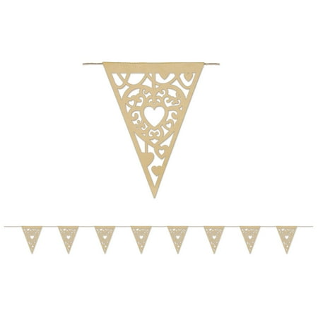 Club Pack of 12 Brown Die-cut Heart Pennant Banner 12'