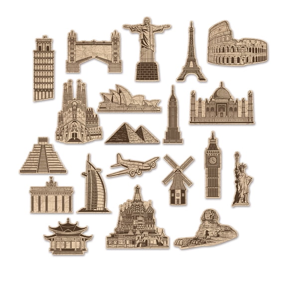 Club Pack of 12 Brown International Around the World Cutouts Party Wall Decors 10.5"