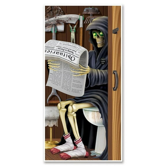 Party Central Club Pack of 12 Brown and Black Grim Reaper Halloween Restroom Door Covers 5'