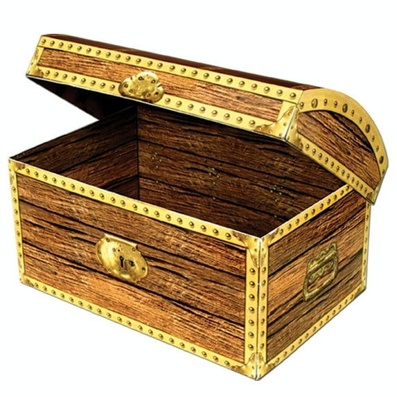 Party Central Club Pack of 12 Brown and Gold Pirate Birthday Party Treasure Chest Box Decors 8"