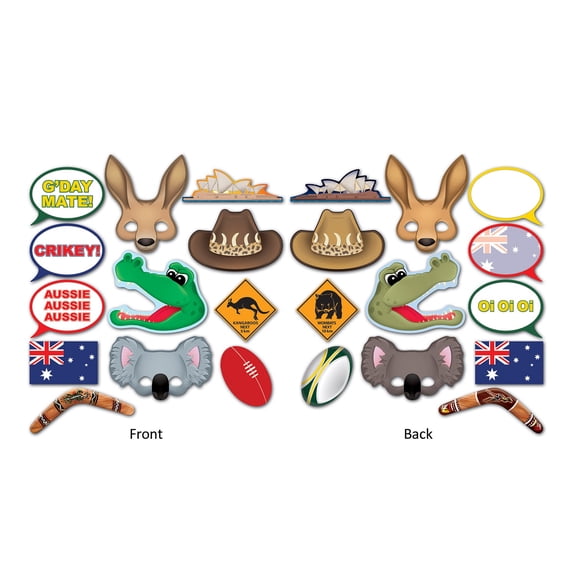 Party Central Club Pack of 12 Brown and Green Australian Country Animal Digital Photo Fun Signs