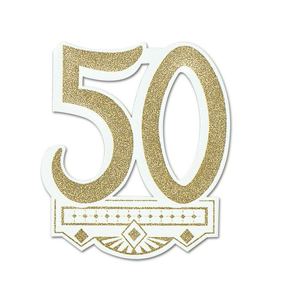 Party Central Club Pack of 12 Gold Glittered 25th Anniversary Crest Party Decors 14"