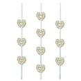 thumbnail image 1 of Club Pack of 12 Gold and White Valentine Floral Heart Ribbon Stringer Hanging Silver Party Decors 4', 1 of 2