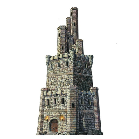 Club Pack of 12 Gray Medieval Jointed Castle Tower Halloween Hanging Decorations 4'