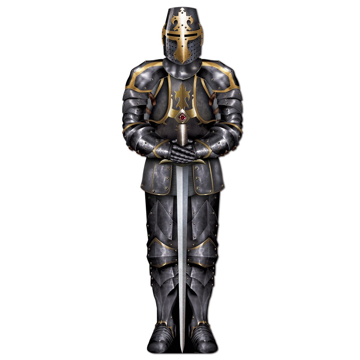 Party Central Club Pack of 12 Gray and Gold Medieval Themed Jointed Black Knight Party Decors 6' - image 1 of 1