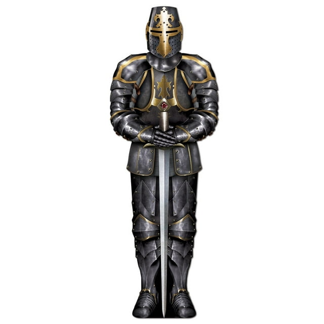 Party Central Club Pack of 12 Gray and Gold Medieval Themed Jointed Black Knight Party Decors 6'