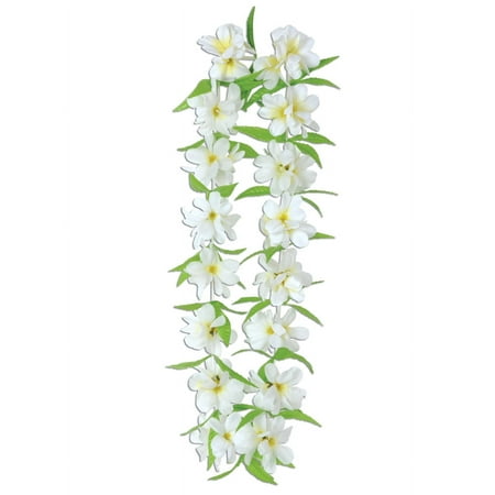 Party Central Club Pack of 12 Green and White Jasmine Flower Birthday Party Necklace Costume